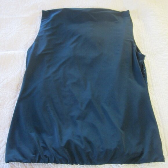 Cache Top XL Blue Teal Polka Dot Crossover Neckline Sleeveless - Picture 5 of 6